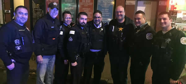 Officers from 014 gather for a picture after a late-night gun call 26 NOV 2015